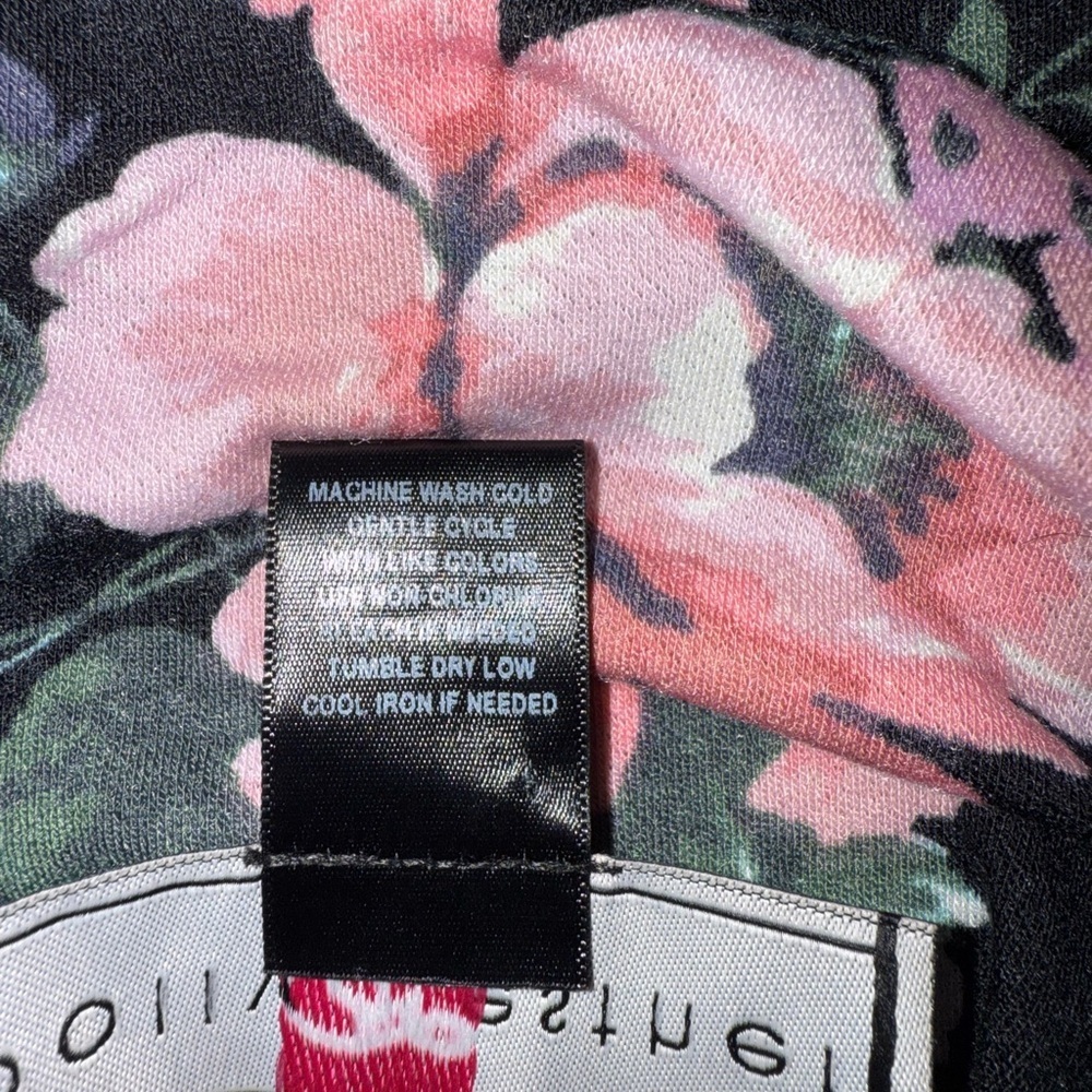 Polly Esther Black Floral Wrap Dress - Large - Picture 5 of 5